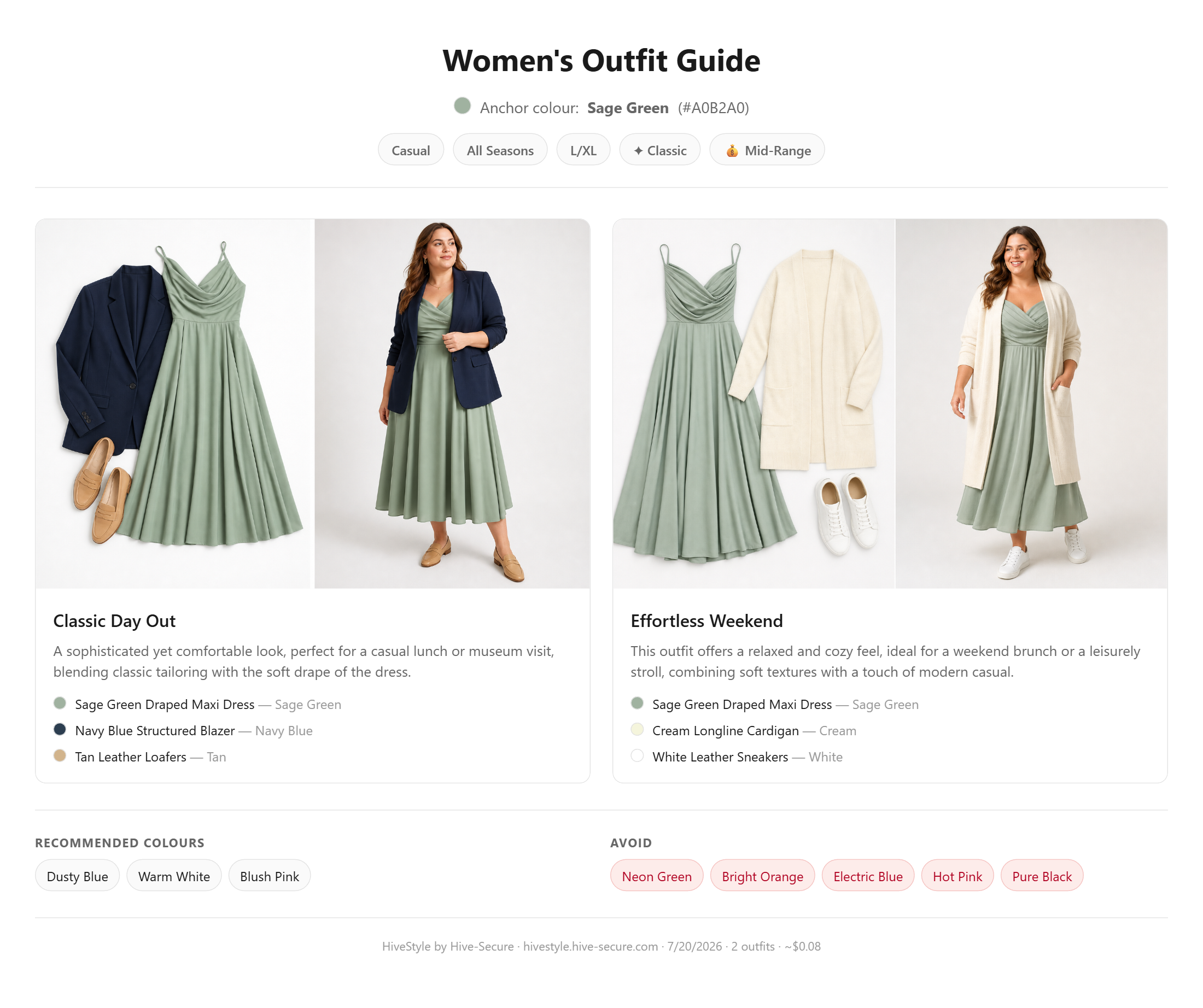 Women's outfit guide example